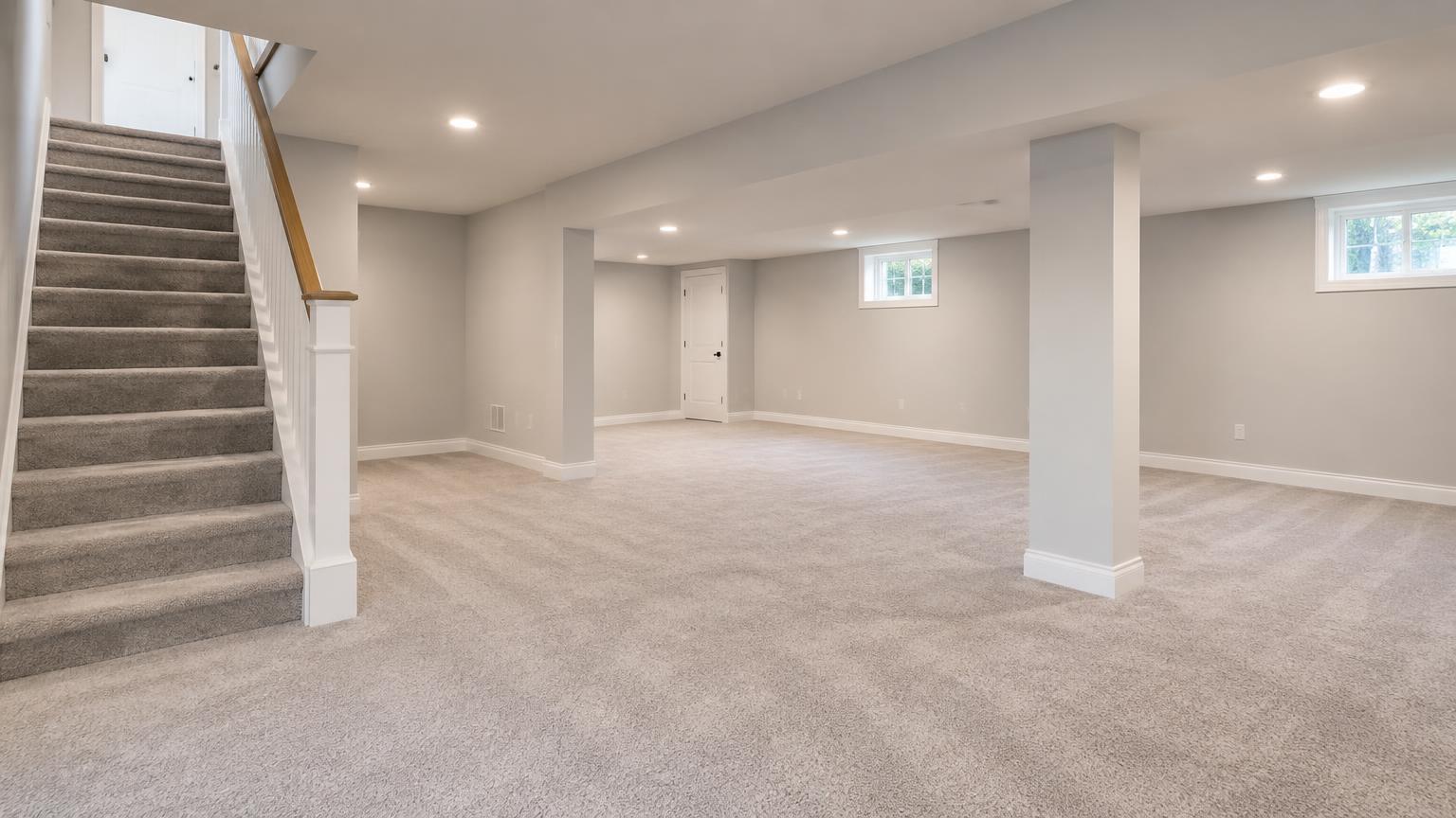 Bright empty finished basement ready for renovation and a growing family